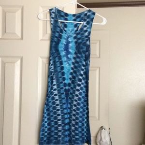 Blue tye-dyed spandex mini dress